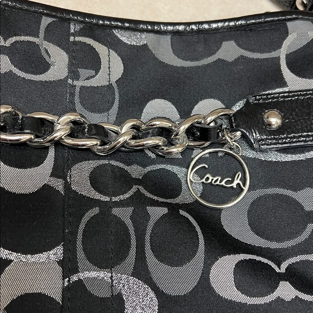 Coach Black and Silver Chain Shoulder Bag - Picture 2 of 6